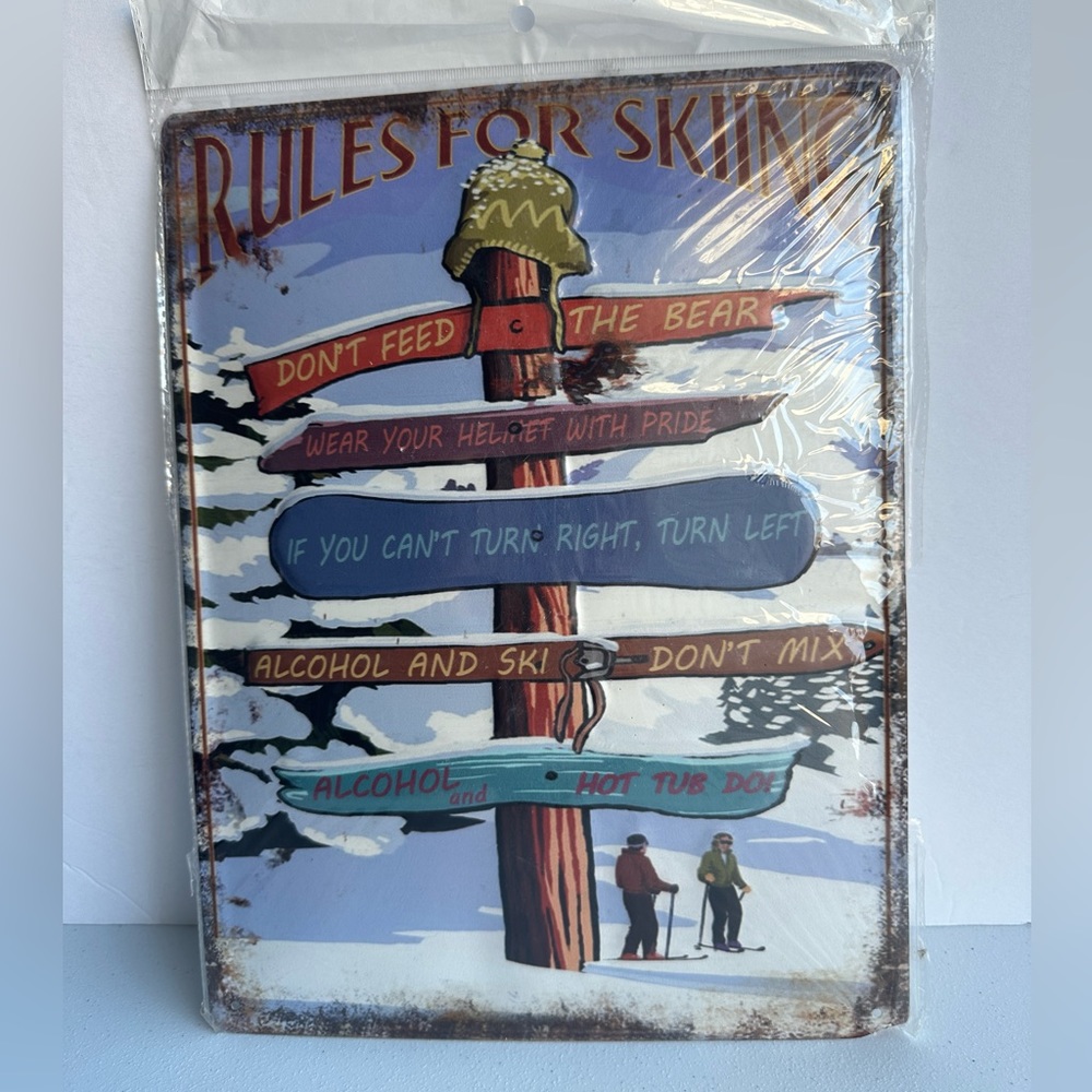 RULES FOR SKIING SST Tin SIGN 13 x 10 inches